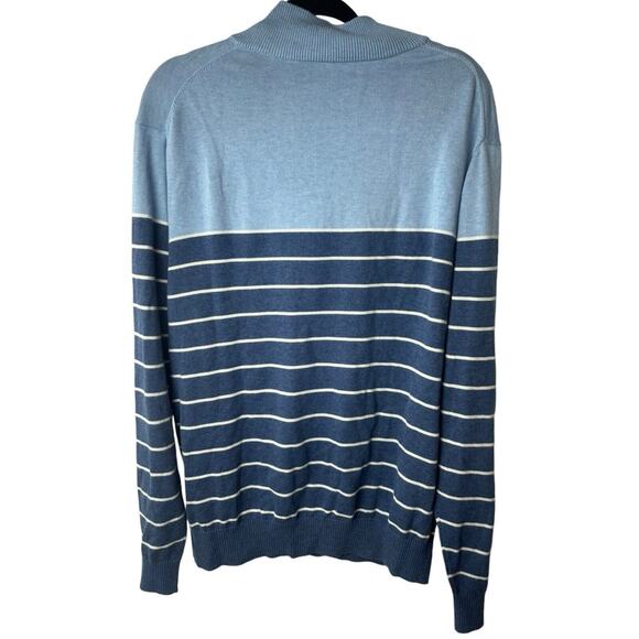 Men's Vineyard Vines 1/4 Zip Cotton Striped Pullover Sweater Blue White Large - Picture 2 of 5